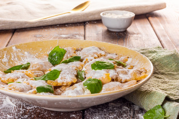 Raw Ravioli Homemade Close Up View Soft Focus