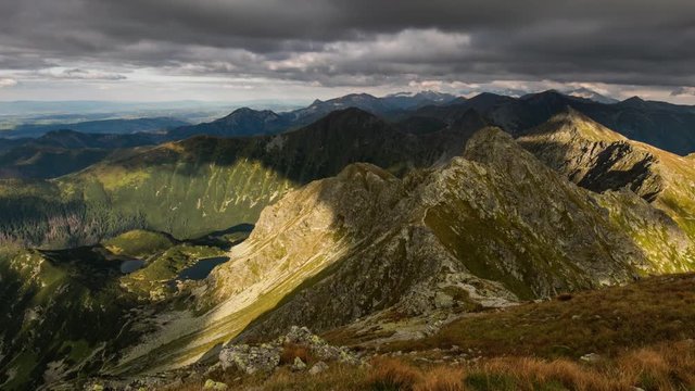 Time lapse of Mountain sunset in Slovakia mountain -  Rohace, Tatras panorama