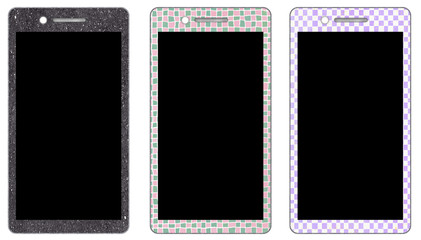 日本製　和柄のスマートフォン3種と黒画面