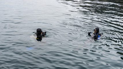 Two dive buddies in Anacapa Island, Channel Islands National Park, USA