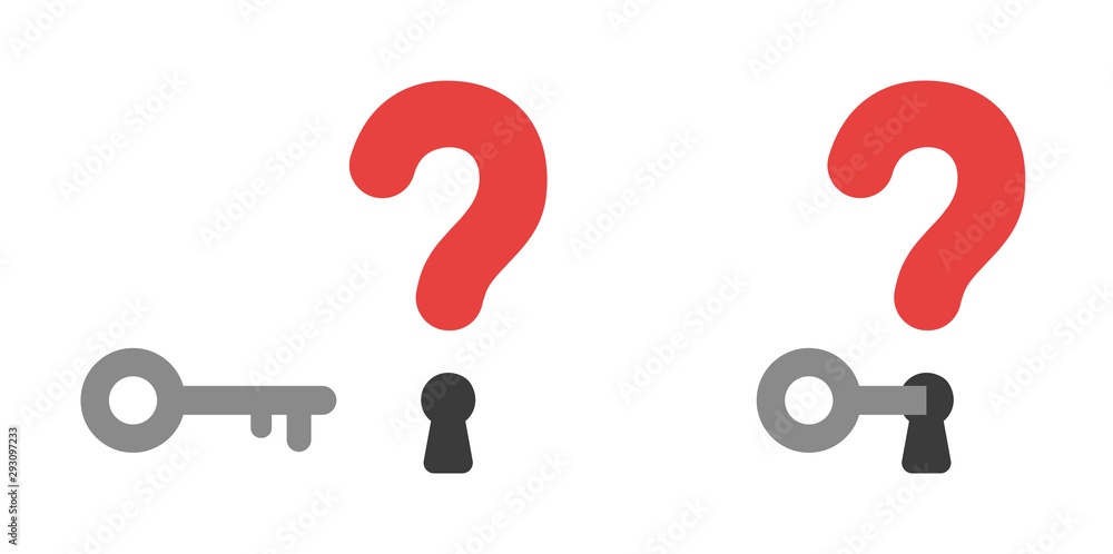 Poster vector icon set of question mark with keyholes and lock or unlock.