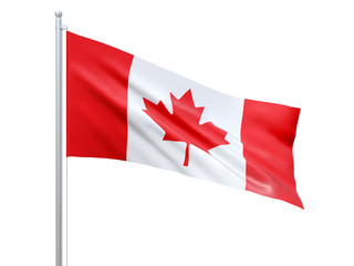 Canada flag waving on white background, close up, isolated. 3D render
