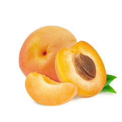 Isolated apricot. Fresh cut apricot fruits isolated on white background, with clipping path