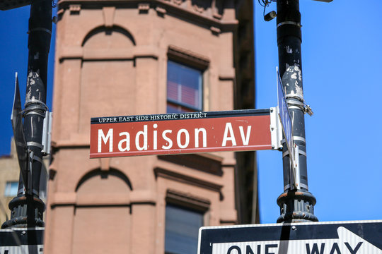 Madison Avenue Street Sign In New York City
