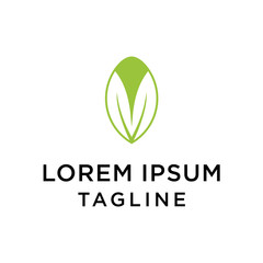 Green sprout logo style with silhouette leaves and seed for your eco company, agriculture, nature firm, ecology, healthy organic and farm fresh food etc. Vector Illustration