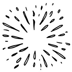 doodle hand drawn sunburst, starburst, firework, explosion set. vector illustration