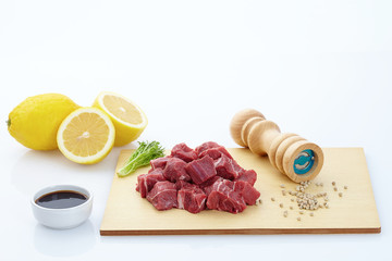 food on white background