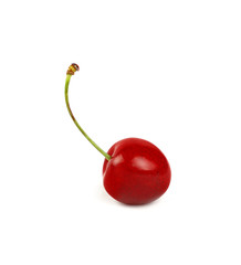Close up red ripe sweet cherry isolated on white