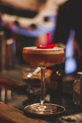 glasses of wine on a table in restaurant