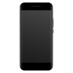 Black realistic phone without buttons on a white background