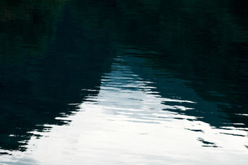 湖面に映る山並みと空