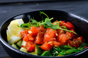 sashimi with vegetable salad