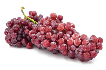 Fresh red grapes large bunch isolated with water drop on white background with clipping path.