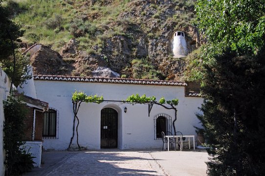 Cave dwellings in the Troglodyte Quarter (Barriada de las Cuevas), Guadix, Spain.
