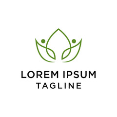 Leaf Human Abstract Logo Design. Wellness Design Template.