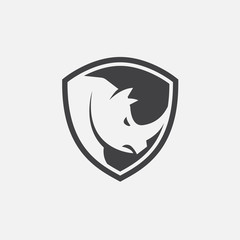 rhino shield icon design vector, strong icon, rhino flat icon illustration © kursi_design