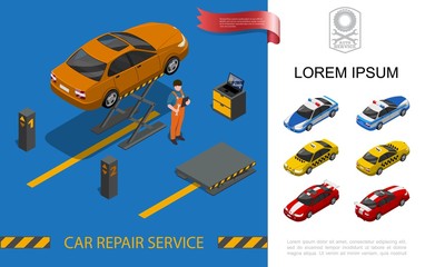 Isometric Car Repair Service Concept