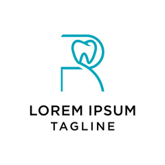 Dental Clinic Logo Tooth abstract design vector template Linear style. Dentist stomatology medical doctor Logotype concept icon. Initial FR design template.