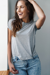 Close up of a young smiling beautiful girl