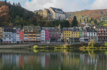 Cochem in autumn with Moselle river, Cochem, Germany