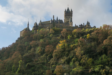 Cochem in autumn with Moselle river, Cochem, Germany