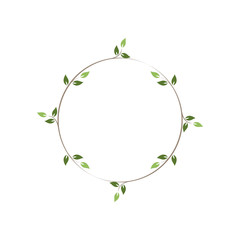 Vintage floral round frames. Green decorative ivy wreath. Vector illustration