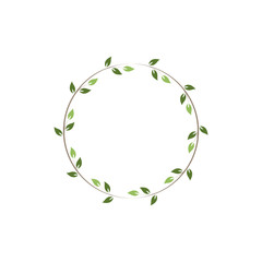 Vintage floral round frames. Green decorative ivy wreath. Vector illustration