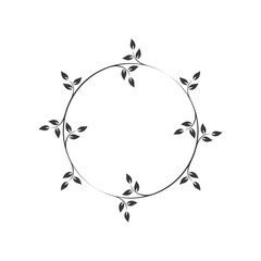 Vintage floral round frames. Black decorative ivy wreath. Vector illustration