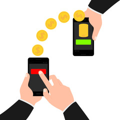 Sending and receiving money with mobile money transfer.