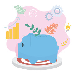 Piggy bank indicators with business corporate finance concept, financial accountant.