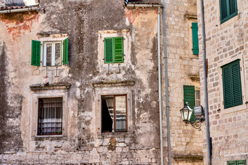 The facade of old houses. Cityscape of the old town
