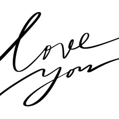 Love cute lettering calligraphy. Hand drawn cute lettering postcard, poster