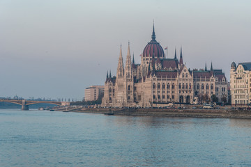 Obraz na płótnie Canvas Hungarian parliament in Budapest on the Danube river