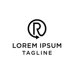 Letter R Logo with arrow circle icon.