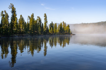 Mountain lake, Ergaki National Park. The picturesque lake, which is lost in the endless mountain landscapes.