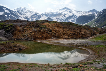 Small mountain lake in Kamchatka mountains