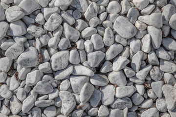 detail of white washed pebble stones