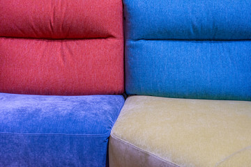 Detail of a multicolored modern sofa