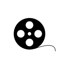 Video Camera Film Tape Reel. Stock vector illustration isolated on white background.