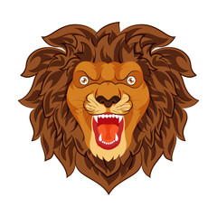 Roaring Lion character on white background.