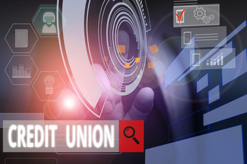 Handwriting text writing Credit Union. Conceptual photo cooperative association that makes small...