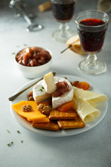 Cheese board with onion jam