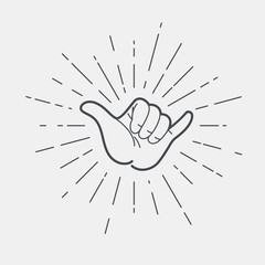 Shaka hand vector sign. Hang loose symbol.