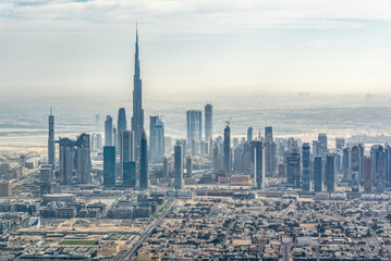 Fototapeta na wymiar Aerial view of Dubai skyline, United Arab Emirates