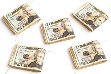 American dollars banknote on white background