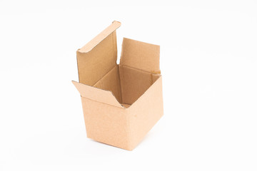 Brown paper box on white background