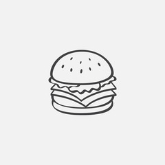 burger icon, simple linear burger icon, burger logo design illustration - obrazy, fototapety, plakaty