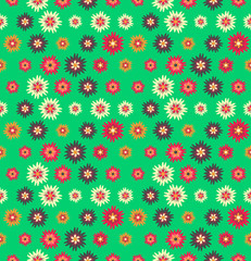 Vector abstract seamless pattern with flowers of different colors. Textile background for package, cover, greeting cards.