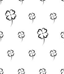 Clover Four Leaf Icon Seamless Pattern