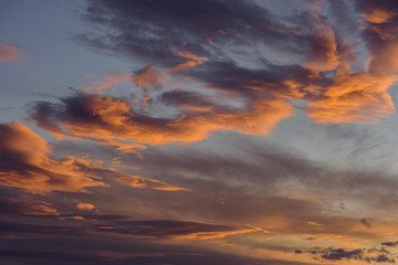 Dramatic sky. Sunset. Nature background.